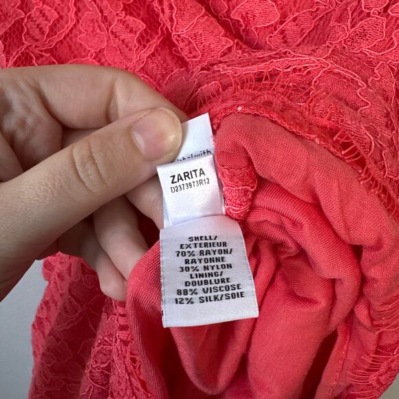 DIANE VON FURSTENBERG Zarita Dress Coral Lace Size 12 Mini Sheath Cocktail New - Picture 8 of 9